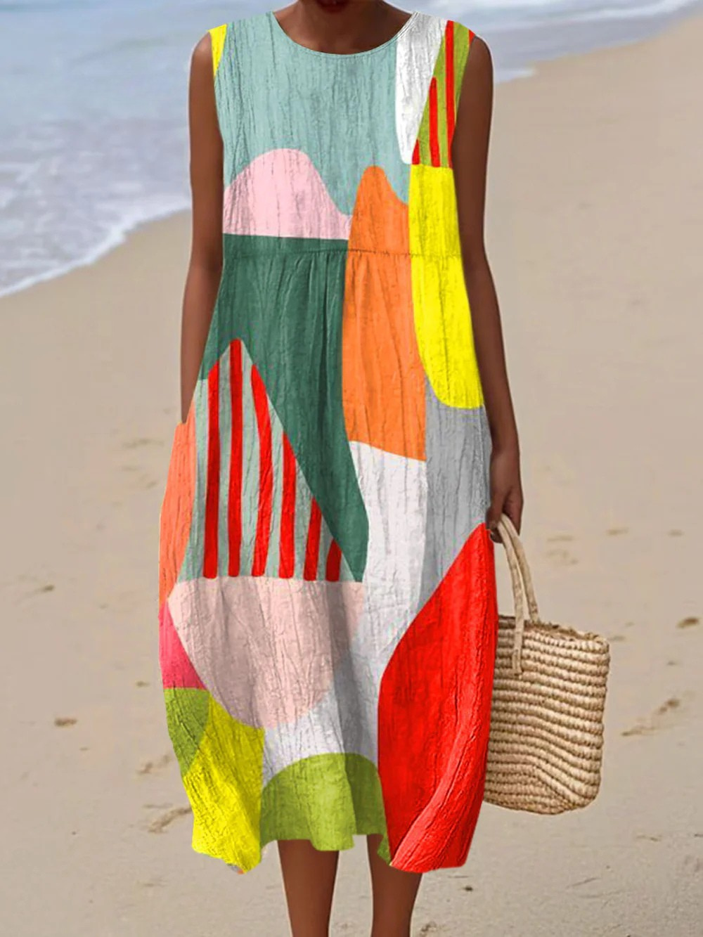 Vestido Estampado Anti-Arrugas