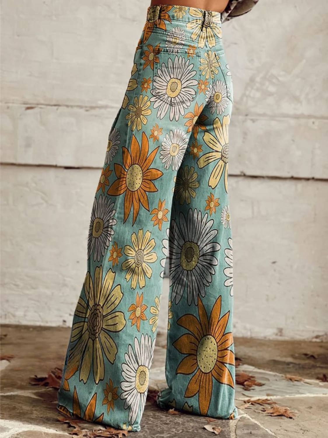 Pantalón Palazzo Floral Caída-Fluida